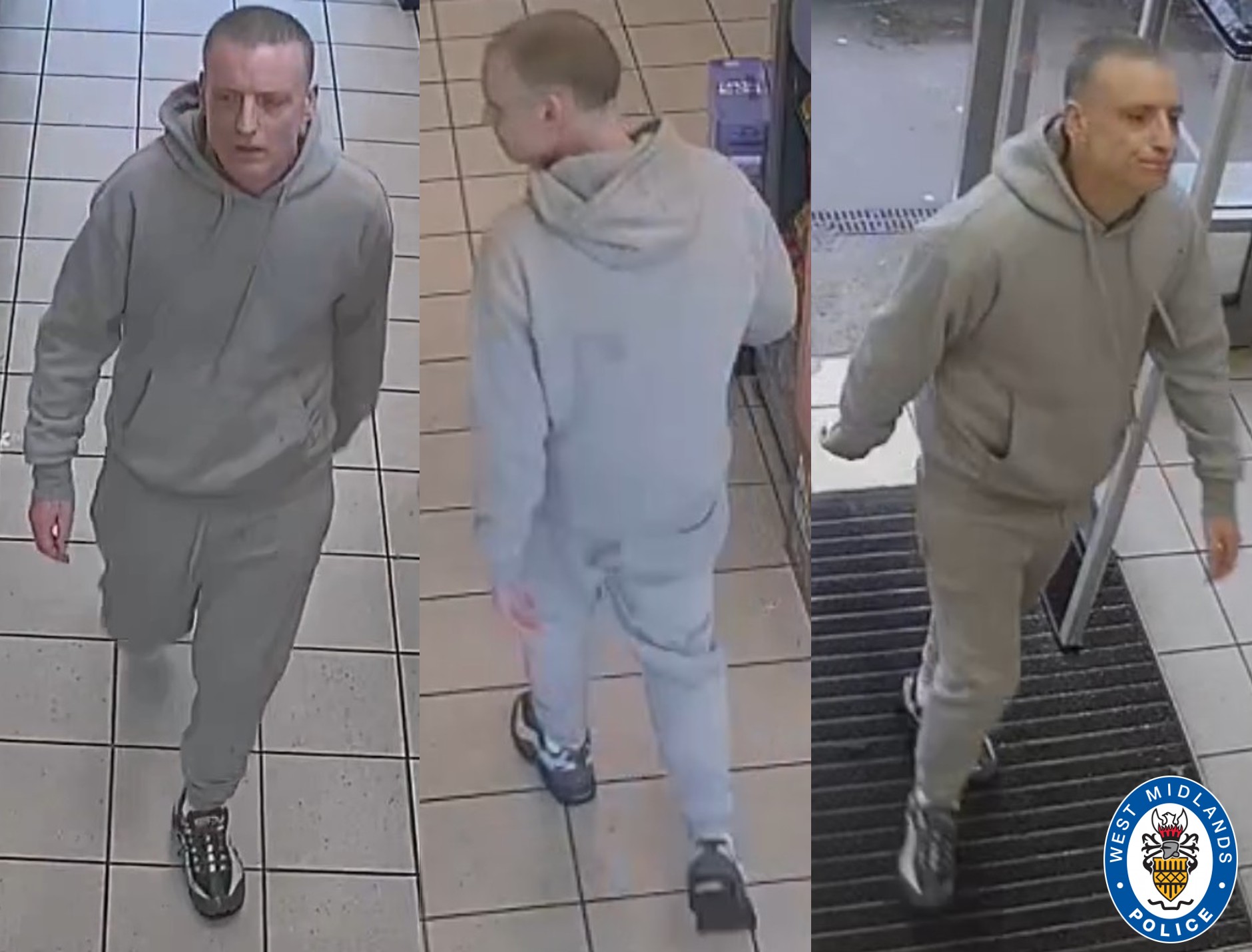 CCTV images of man in grey tracksuit 