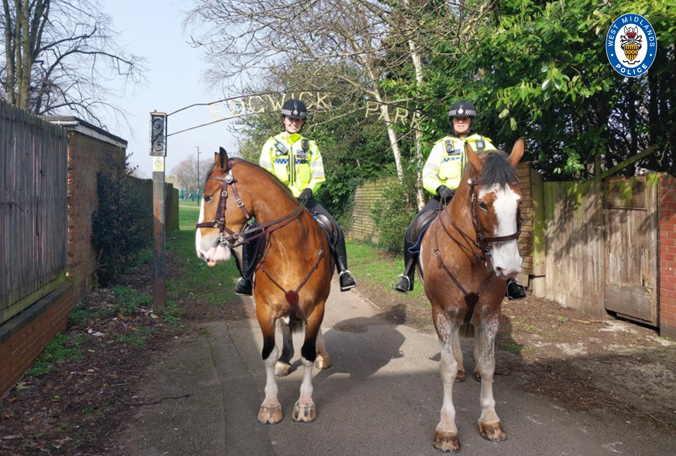 The mounted unit on patrol in Coventry