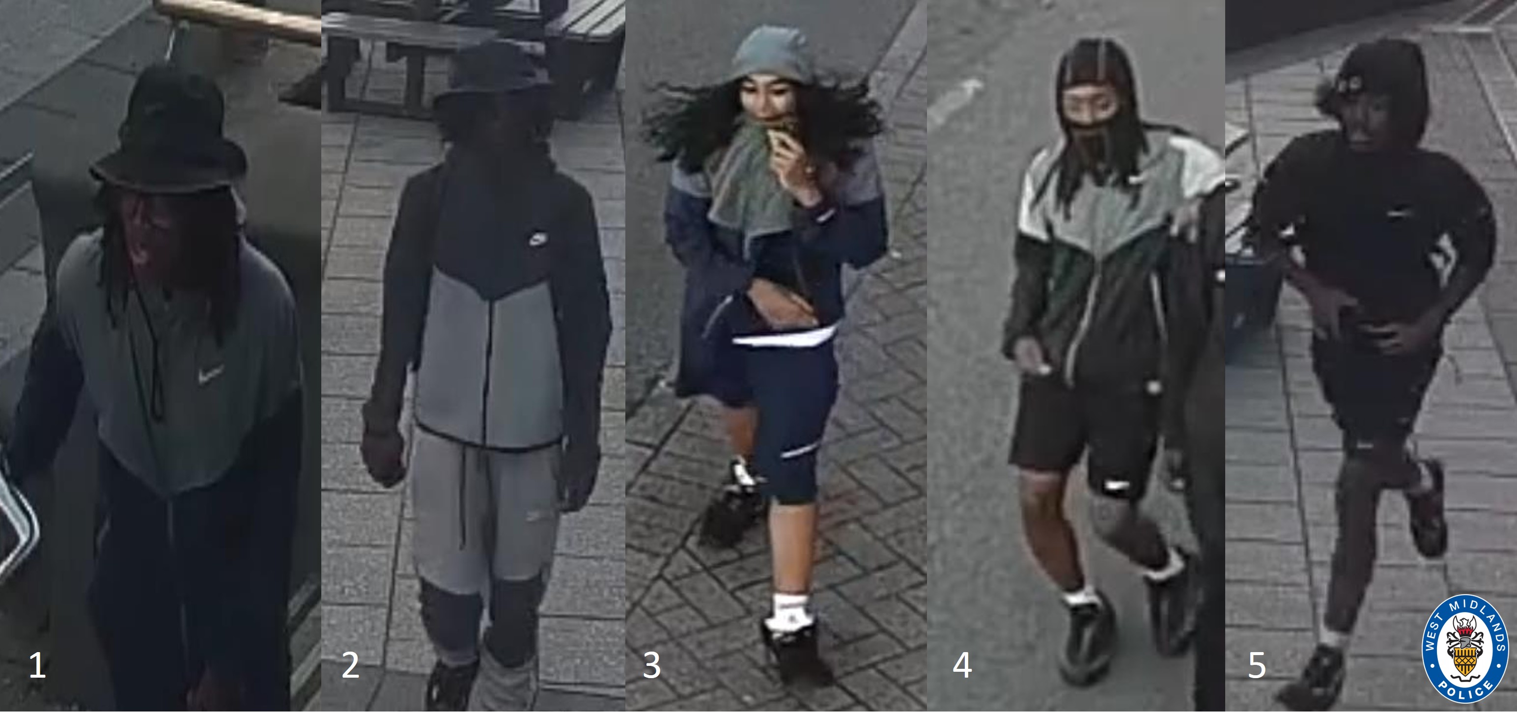 Collection of CCTV images showing people walking in street