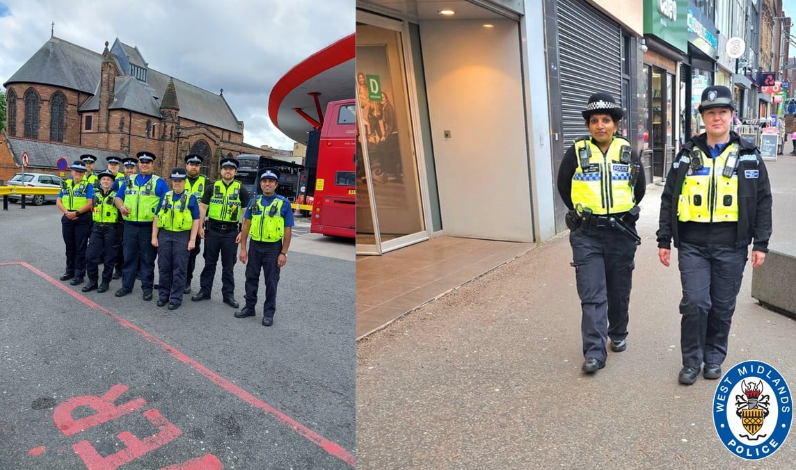 Officers on duty in Walsall town centre