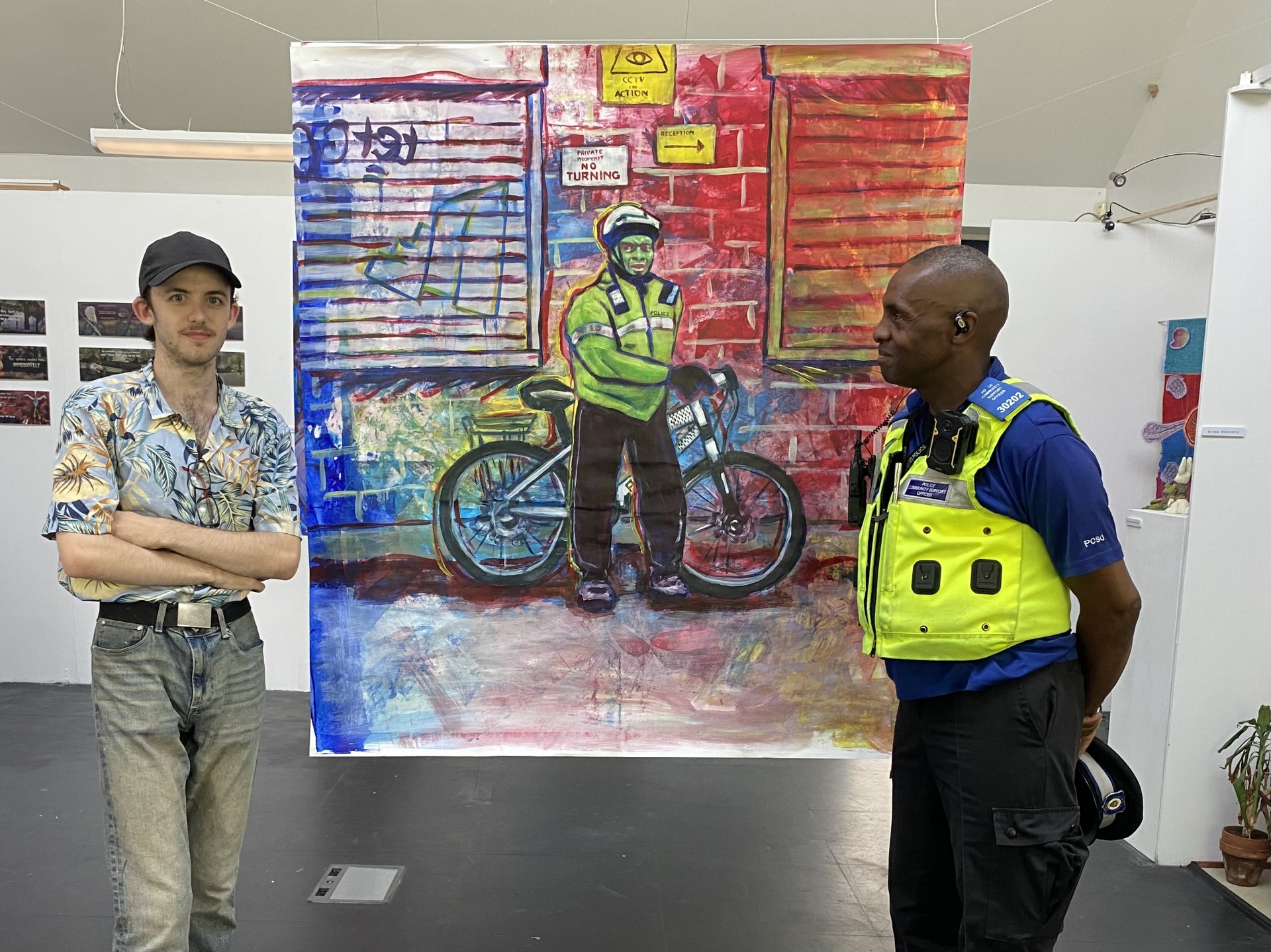 Jack Mascarello and PCSO Simpson with an art project