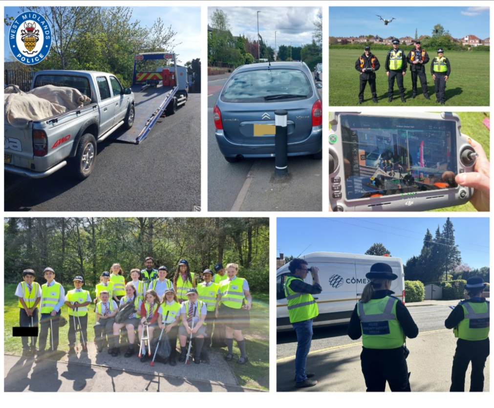 A collage of pictures showing neighbourhood policing activity in Dudley