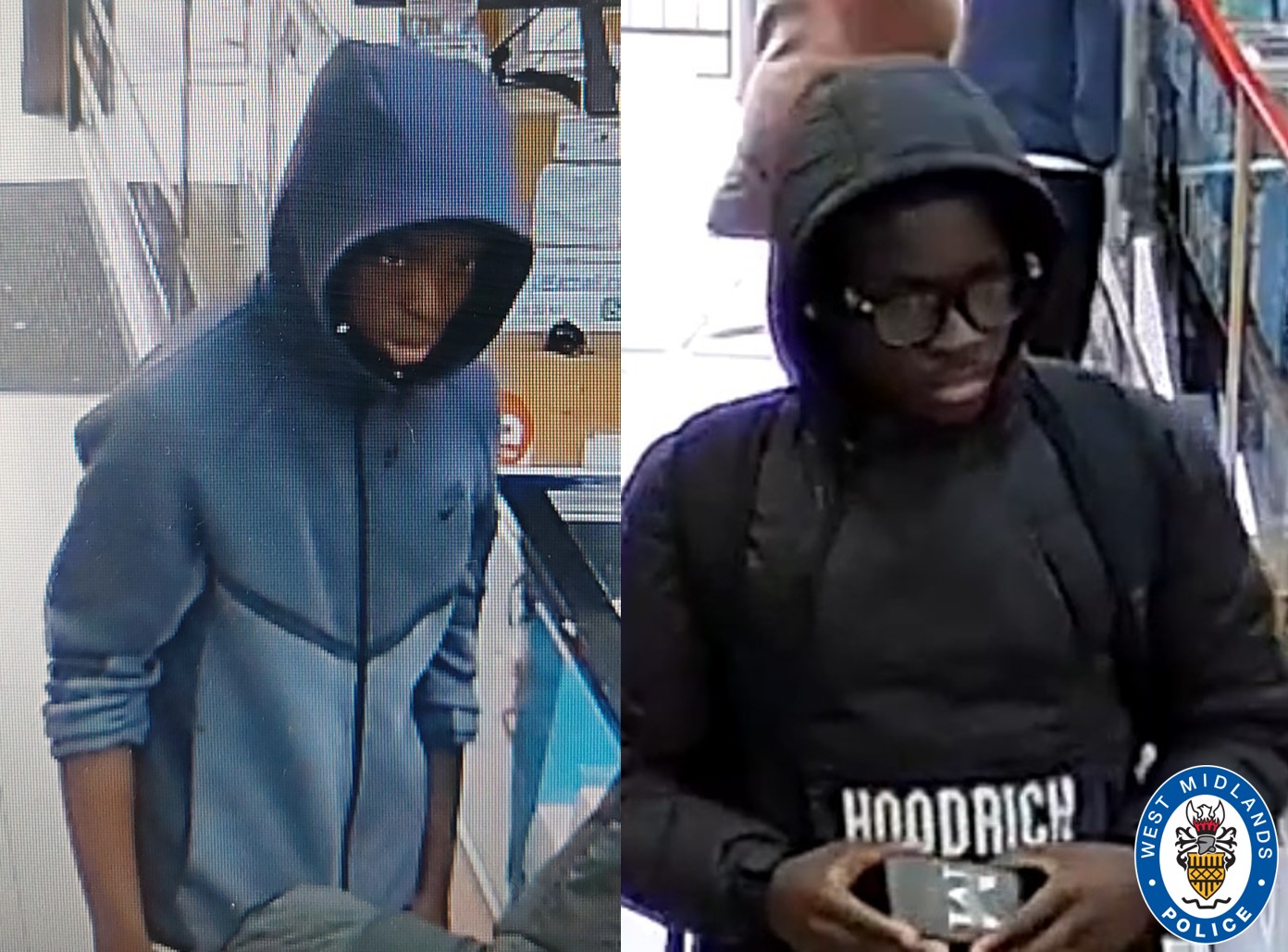 CCTV images of two boys inside a store 