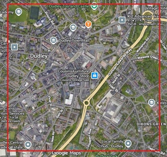 Map of Dudley town 