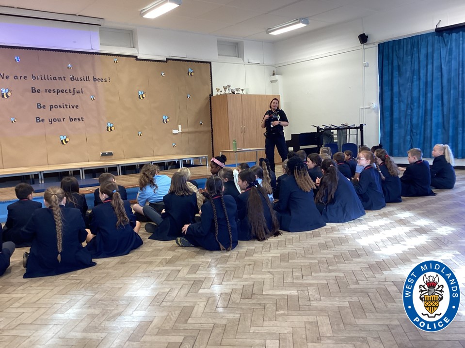PC Zena Hands speaks to pupils