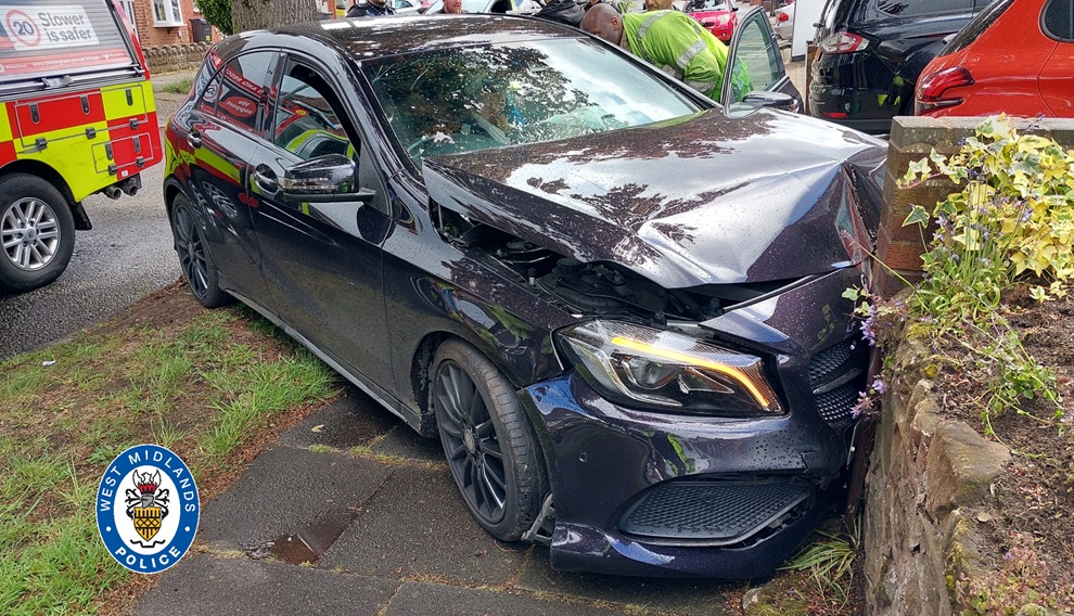 The Mercedes hit the wall